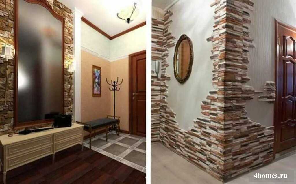 Отделка стен в квартире декоративным камнем и обоями (56 фото): в интерьере, применение, как выложить в гостиной, ниша