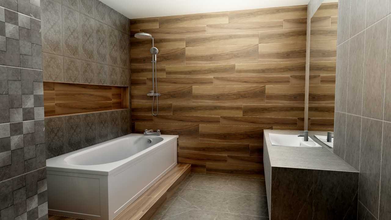 Плитка под дерево на стену в ванную — особенности и дизайн