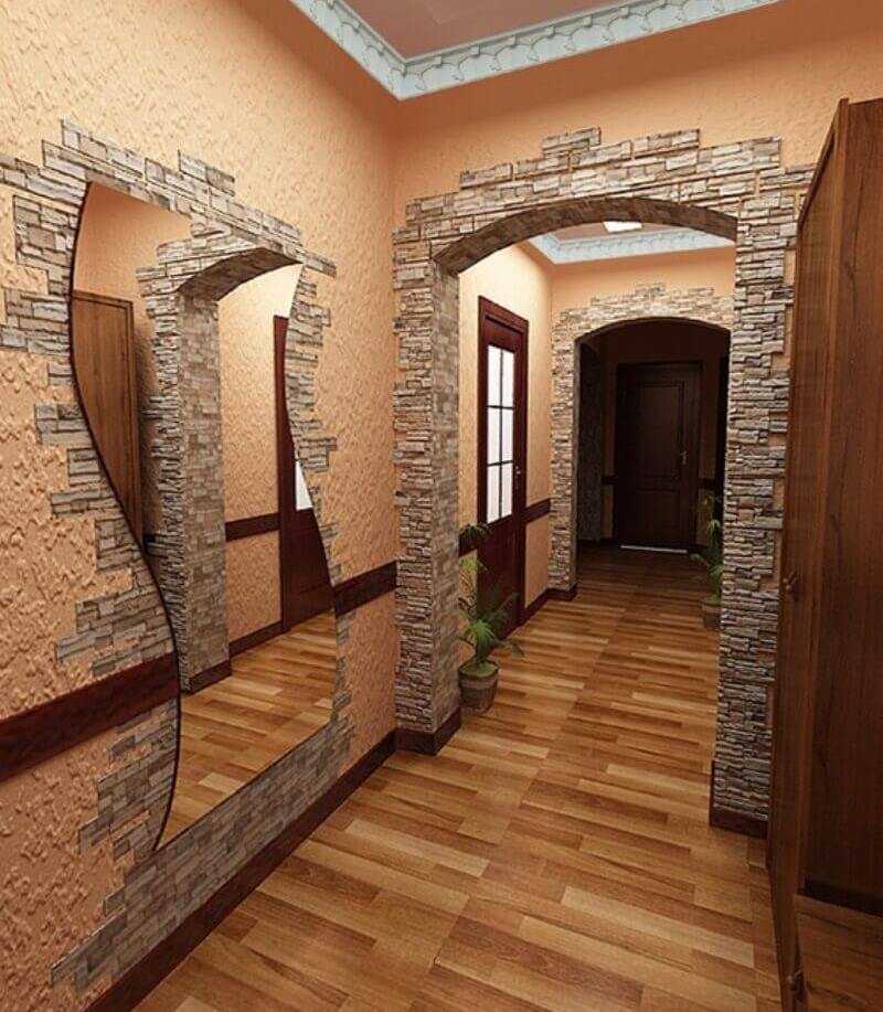 Декоративный камень в интерьере прихожей (62 фото): внутренняя отделка искусственным гибким и диким камнем в коридоре, варианты дизайна стен