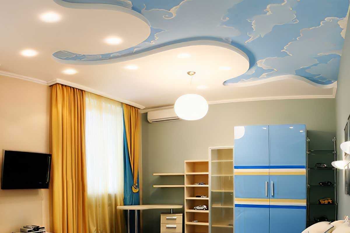 Потолки в детской комнате из гипсокартона фото: для мальчиков с подсветкой, своими руками двухуровневый