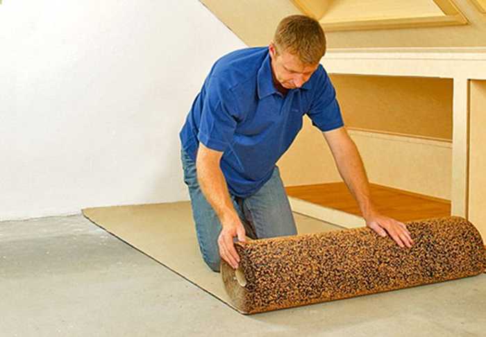 Рекомендации, как качественно постелить ковролин на бетон и разные способы выполнения