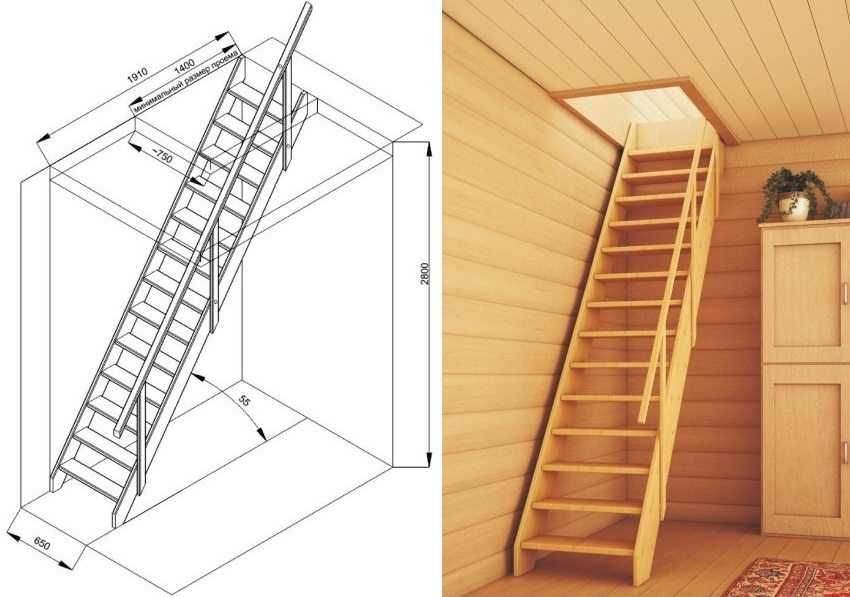 Лестница на мансарду из дерева: особенности конструкции