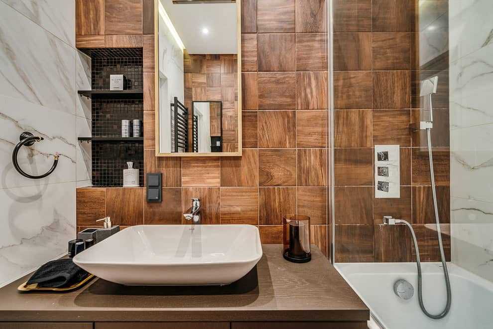 Плитка в ванную на стены: основы укладки и советы по подбору стильного дизайна (95 фото)