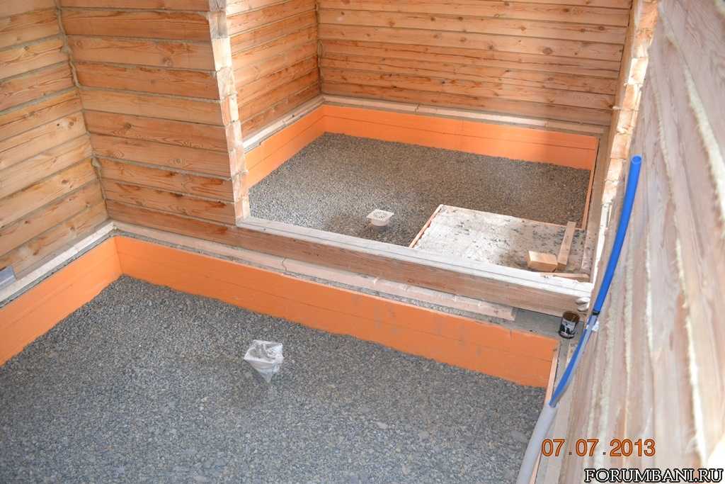 Устройство бетонного пола бани: на деревянный,стяжка под плитку, лаги. как сделать со сливом, гидроизоляция. утепление