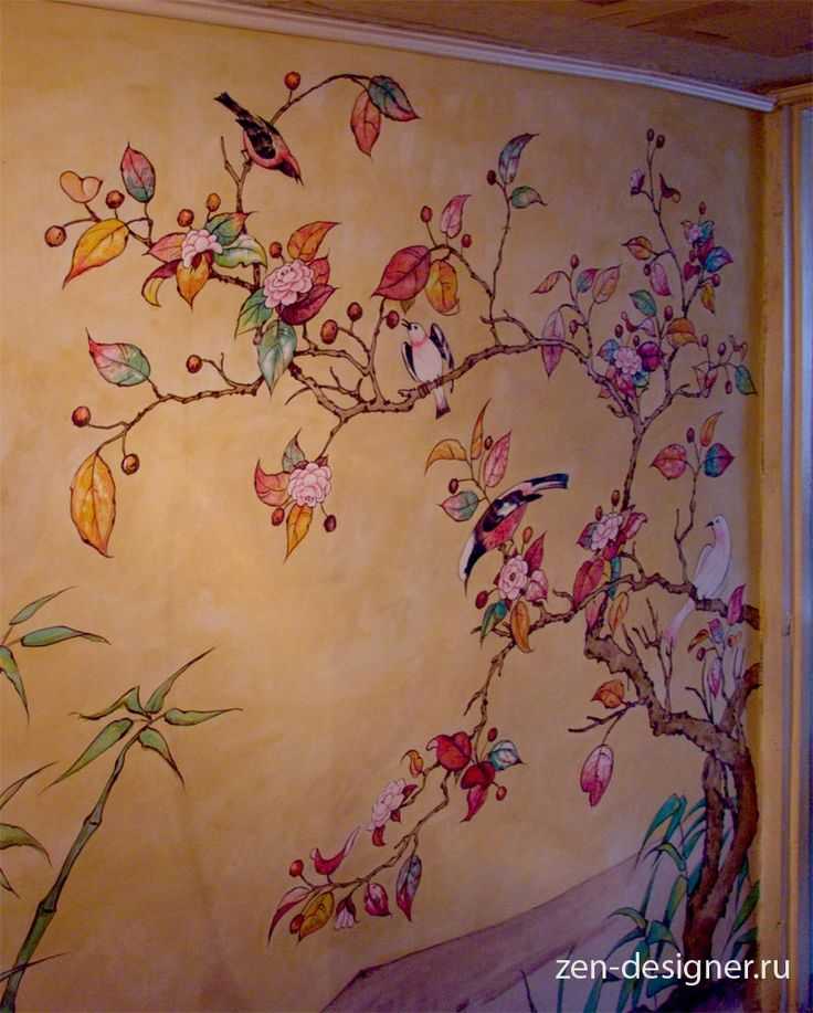 Роспись стен в интерьере: как расписать стены в квартире, черно-белые узоры, художественная объемная роспись - город, цветы