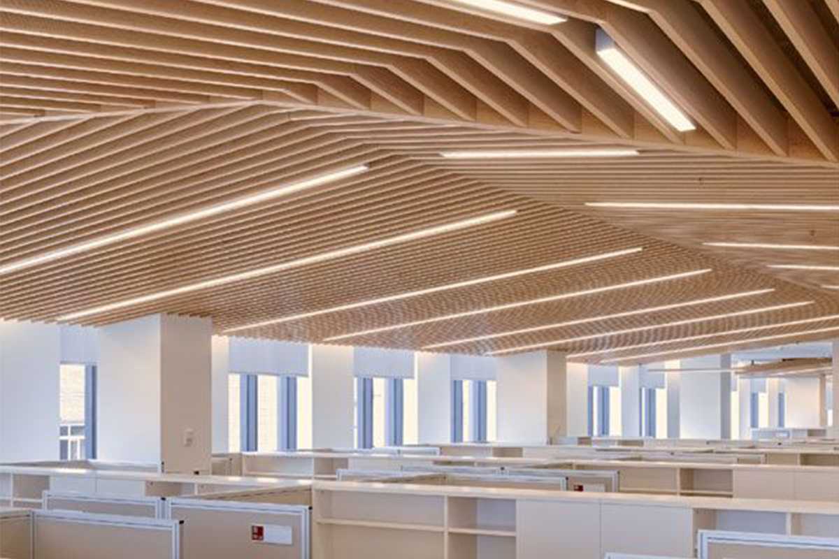 Кубообразный реечный потолок himmel: цена, дизайн для офиса и ламинированный под дерево
