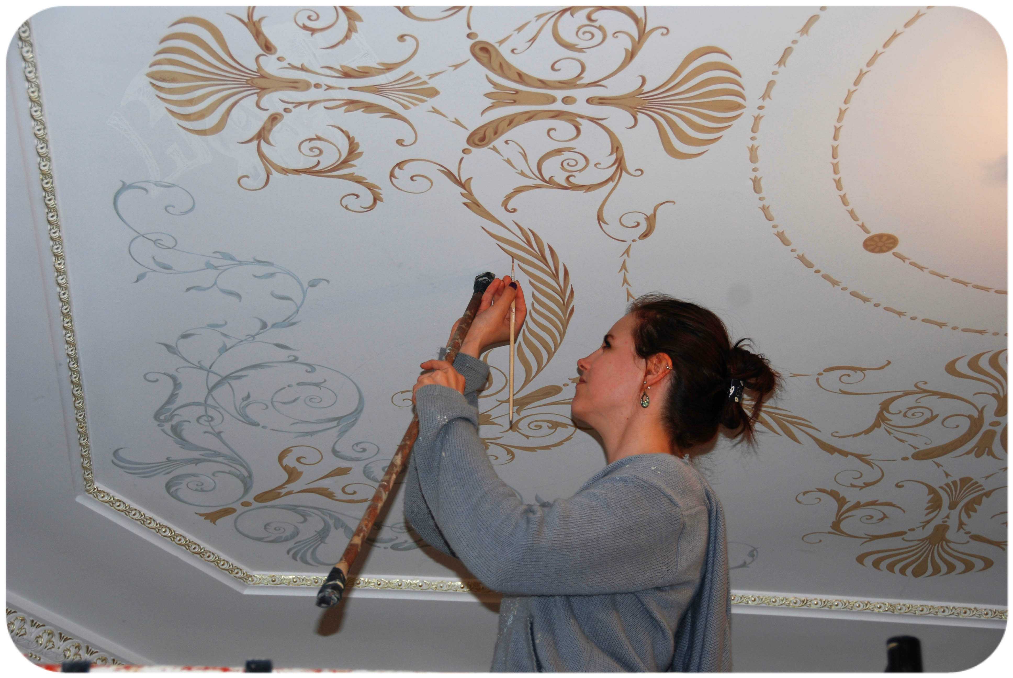 Расписной потолок: художественная роспись потолка в квартире своими руками, небо и другие рисунки в интерьере
