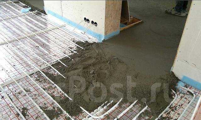 Стяжка под теплый пол: как использовать готовую сухую смесь knauf, чтобы залить бетонную стяжку под водяной пол или плитку, какова должна быть ее высота