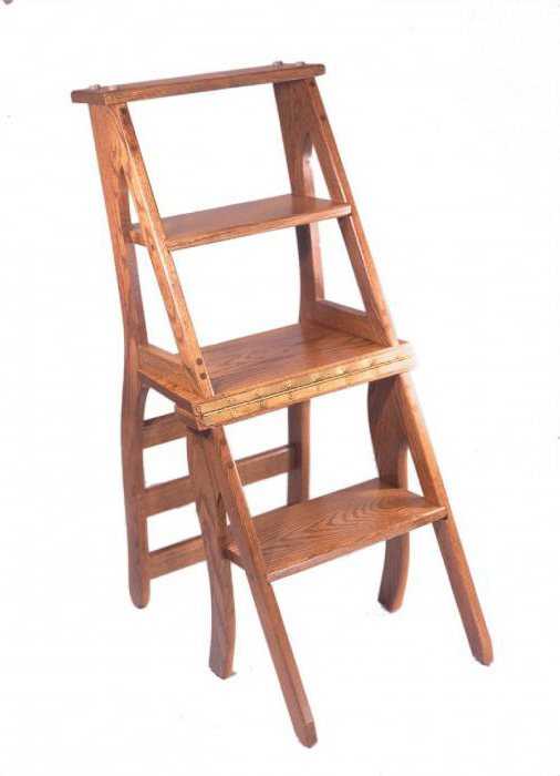 Чертеж табурета-стремянки своими руками позволит сделать из дерева удобную мебель, которой можно пользоваться в качестве лестницы самому и друзьям