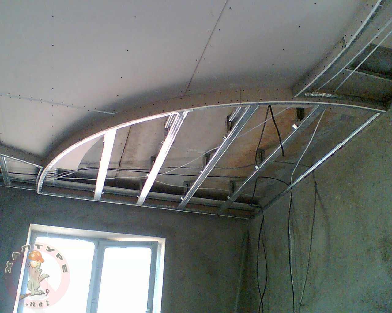 Двухуровневый гипсокартонный потолок своими руками с подсветкой