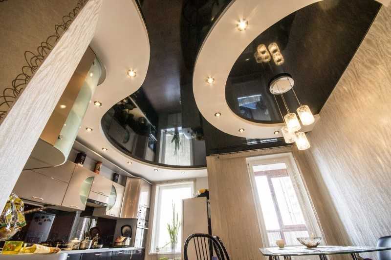 Дизайн двухуровневых потолков из гипсокартона в гостиной фото