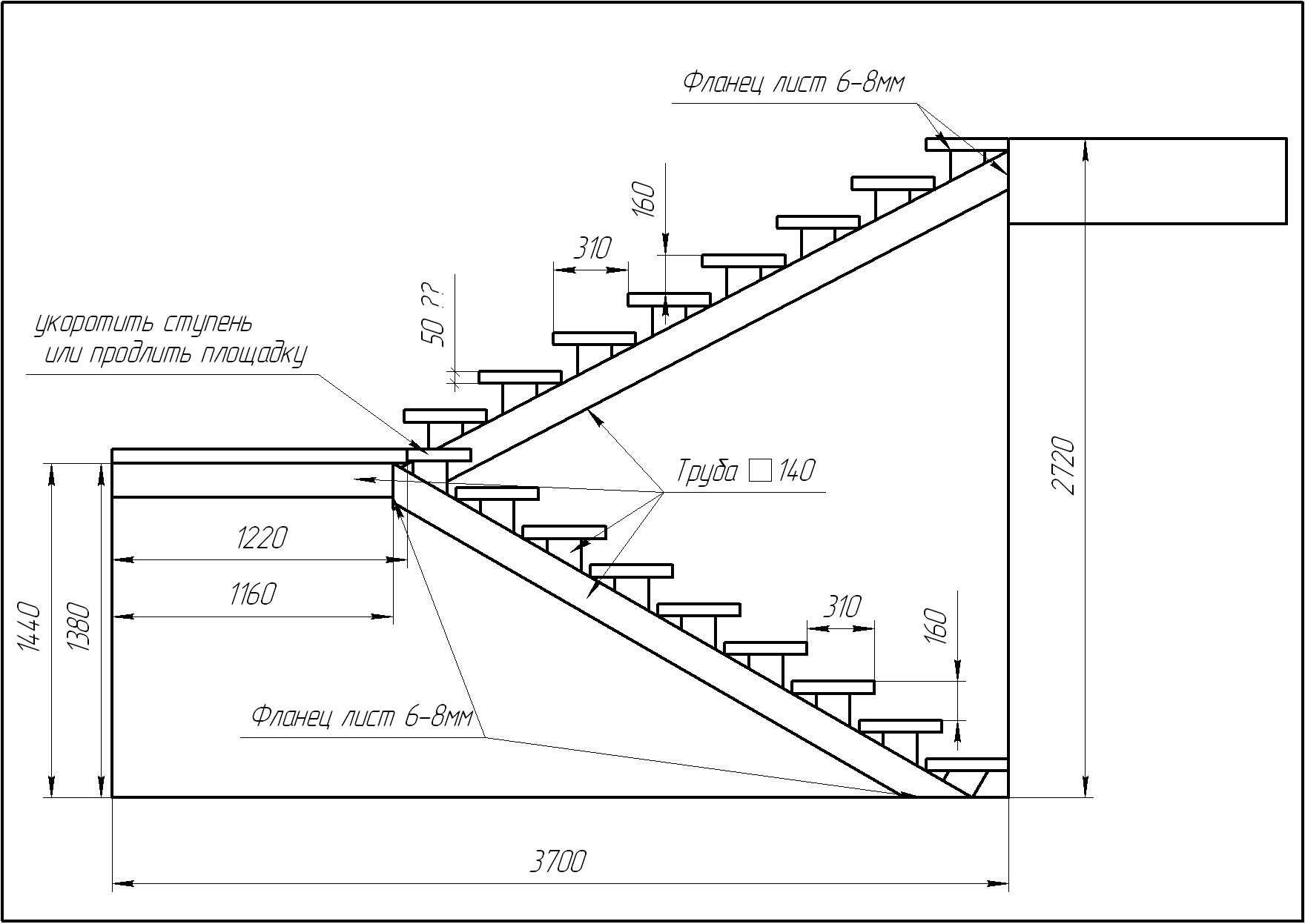 Какое расстояние между ступеньками. Как рассчитать лестничный марш чертеж. Лестница из профильной трубы 100х50 чертеж. Лестничный марш высота ступеней расчет. Стандартная толщина лестничного марша.
