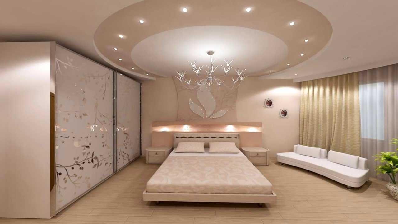 Варианты дизайна потолка из гипсокартона в спальне
