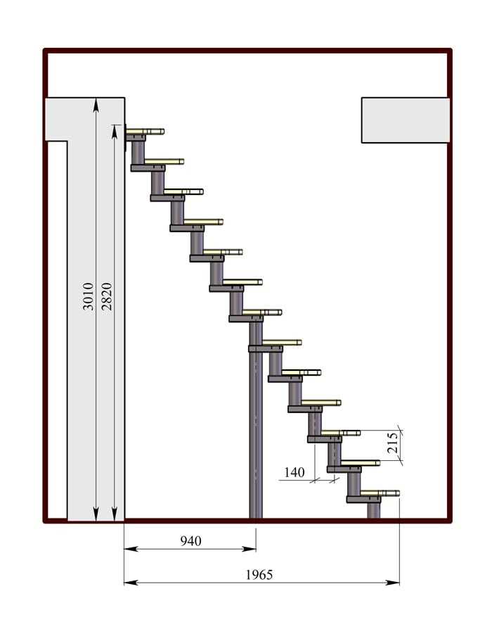 Поэтапные расчеты для винтовой лестницы