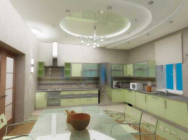 Дизайн потолка на кухне: идеи оформления с фото