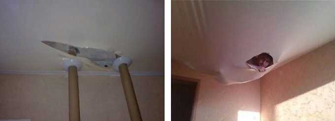 Как заделать дырку в натяжном потолке: что делать, как убрать, заделать дыру самостоятельно, как отремонтировать маленькую дырочку, ремонт дырки натяжного потолка, чем закрыть