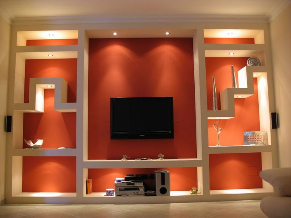Полки из гипсокартона (51 фото): модели на стену под телевизор, как сделать своими руками угловые полочки для гостиной, варианты с подсветкой в нишу