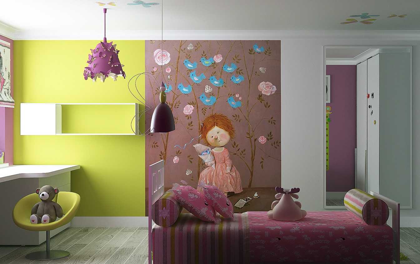 Дизайн-проекты обоев для детской комнаты для девочек с фото примерами
