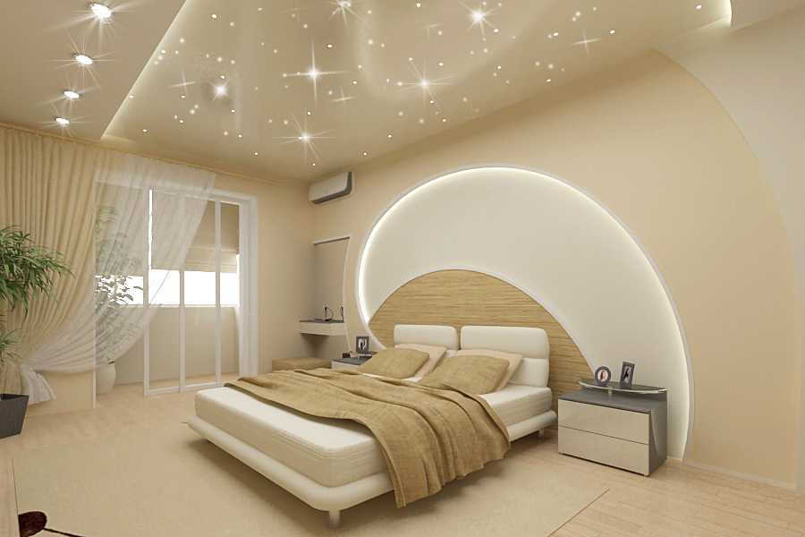 Потолки из гипсокартона в спальне - варианты дизайна, фото