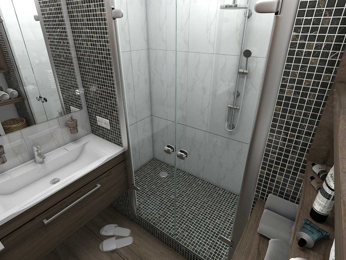 варианты ванных комнат с душевыми кабинами из плитки