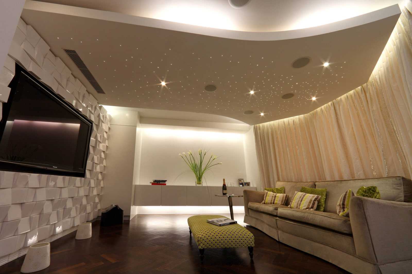 Потолки из гипсокартона для гостиной двухуровневые: преимущества, дизайн, монтаж