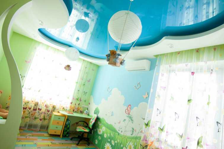 Натяжной потолок в детскую комнату: 60 лучших фото и идей