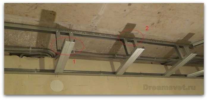 Потолочный короб из гипсокартона с подсветкой под натяжной потолок